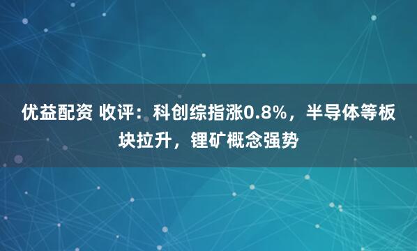 优益配资 收评：科创综指涨0.8%，半导体等板块拉升，锂矿概念强势
