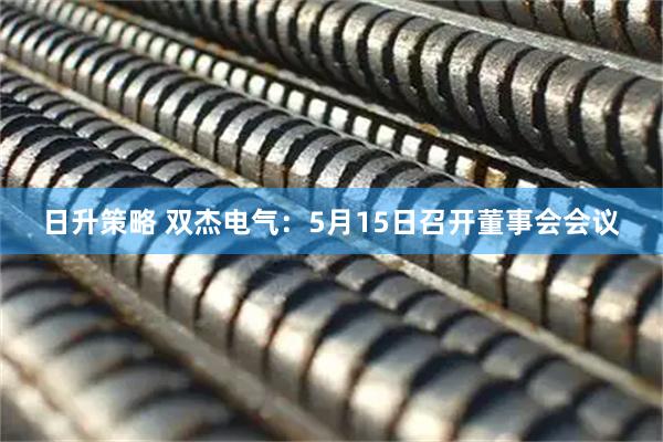 日升策略 双杰电气：5月15日召开董事会会议